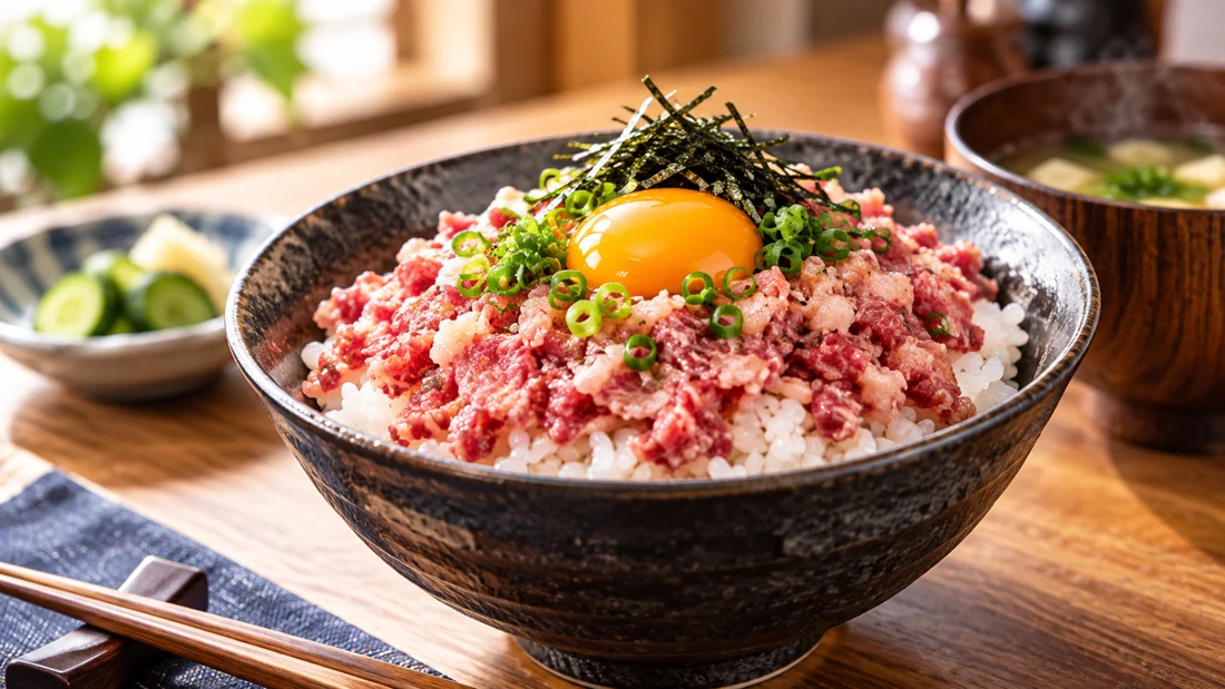 牛とろフレーク丼の商品紹介イメージ（AI生成）